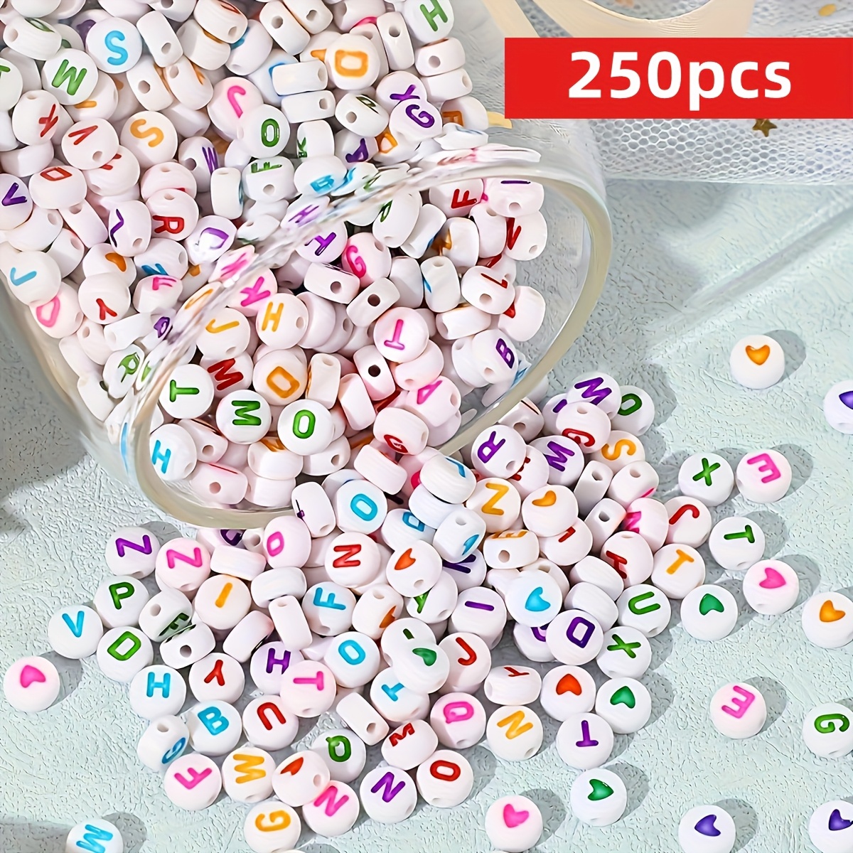 1000/500/250Pcs Colored Letter Acrylic Beads for DIY Jewellery
